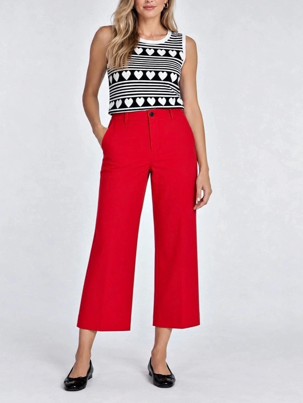 Banana Republic Red Wide-Leg Cropped Pants 8